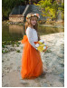 Ivory Lace Burnt Orange Tulle Fall Flower Girl Dress